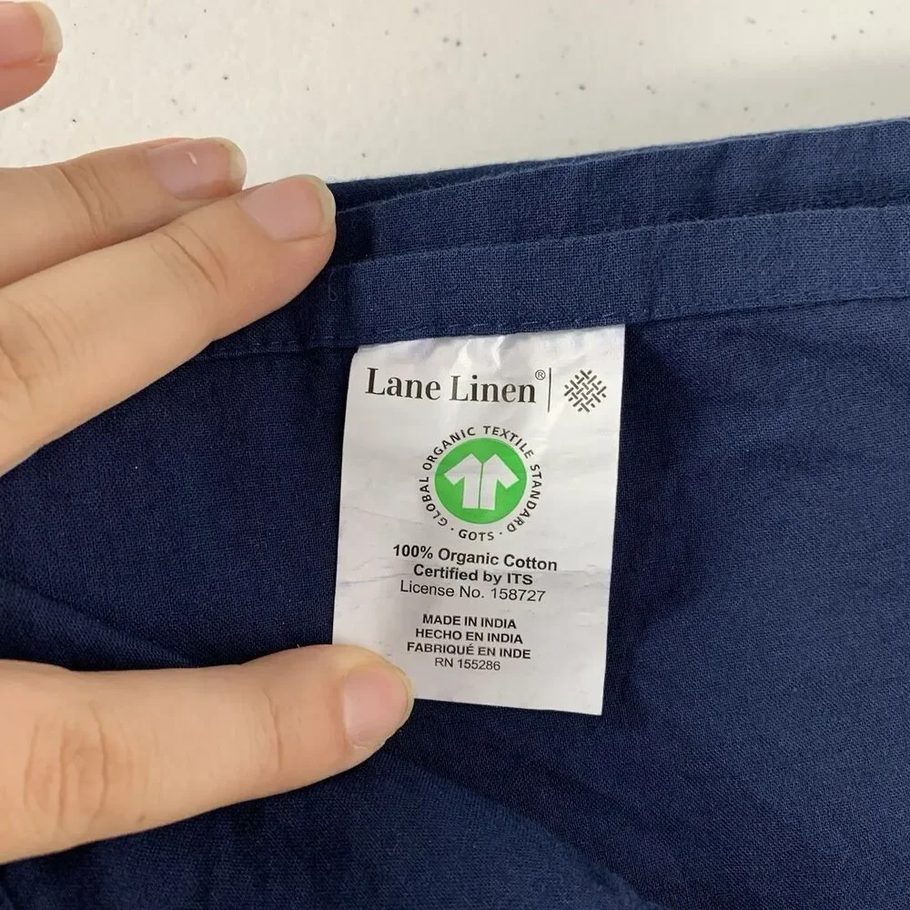 Lane Linen Flat Sheet Twin XL Blue 100% Organic Cotton GOTS Certified 108x66
